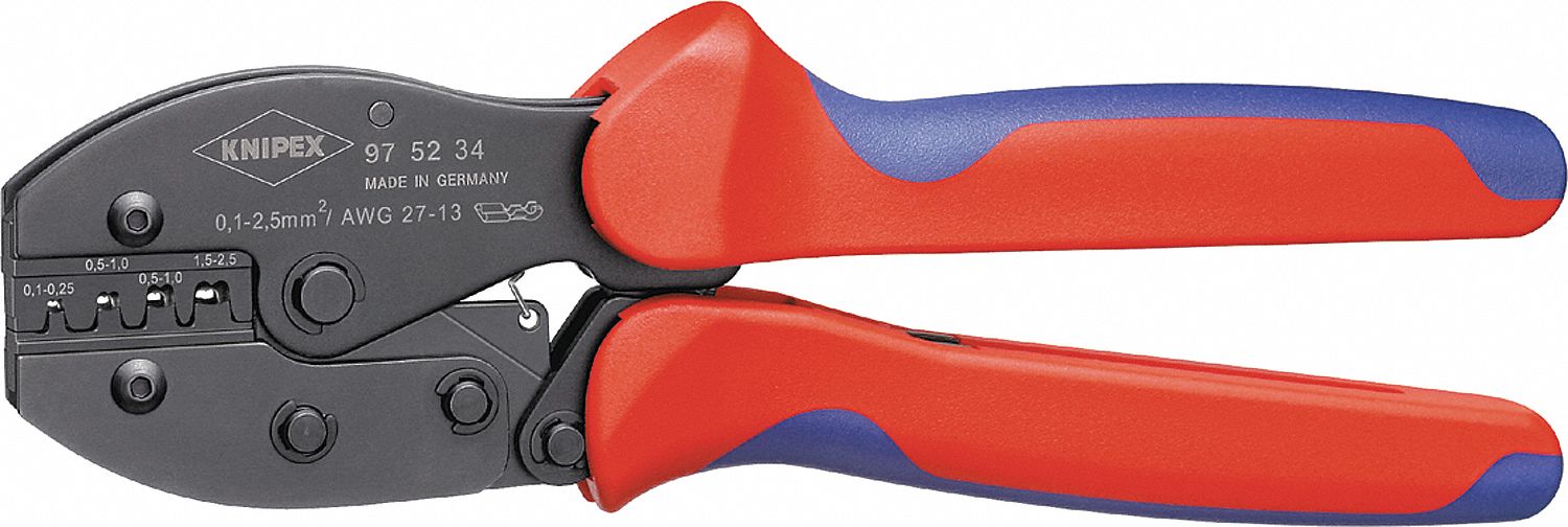 CRIMPER, FOR NON-INSULATED OPEN BARREL CONNECTORS, 8⅝ IN OVERALL L, DELUXE CUSHION GRIP
