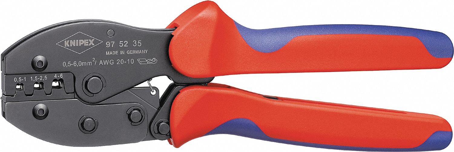 CRIMPER, FOR OPEN PLUG WIDTH 4.8 + 6.3 MM, 10 AWG/12 AWG/14 AWG/16 AWG/18 AWG/20 AWG, MANUAL