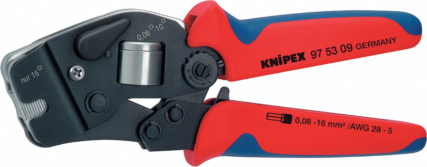 CRIMPER, INSULATED SINGLE FERRULES/NON-INSULATED SINGLE FERRULES, SQUARE CRIMP, 28 AWG, 6 AWG