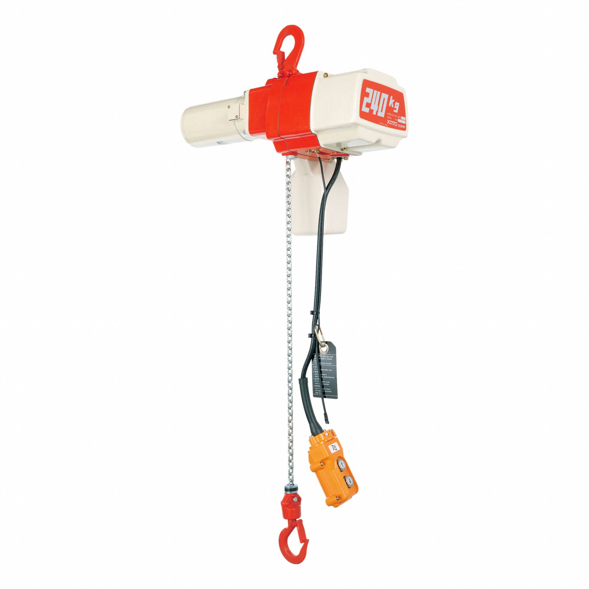 ELECTRIC CHAIN HOIST, YELLOW, 120V, 240KG 44/10FPM 15 FT