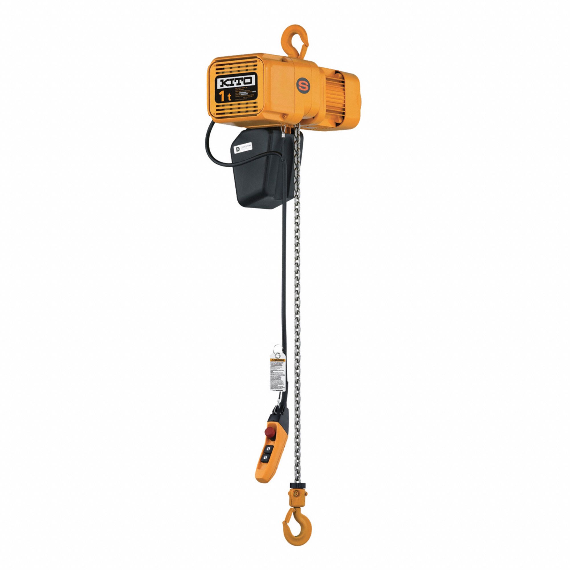 ELECTRIC CHAIN HOIST, 2 TON, 25 FT LIFT, 220V, 14FPM, YLW, 27-11/16 X 16 13/16 X 9-1/2 IN