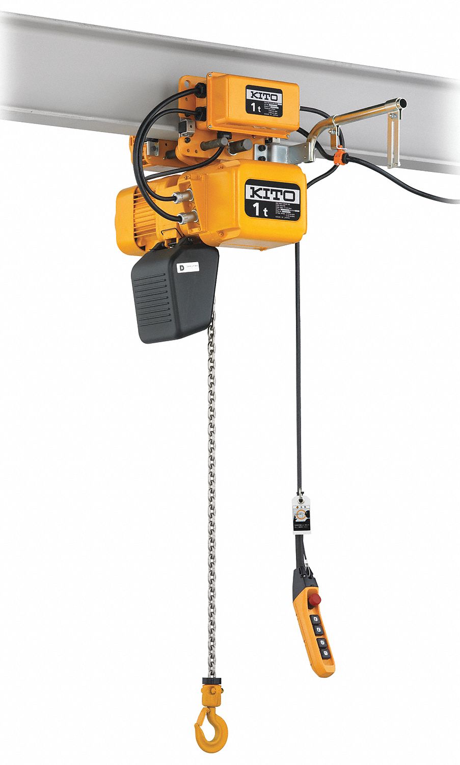 ELECTRIC CHAIN HOIST, 2 TON CAPACITY, 15 FT LIFT, 220 V, 28 FPM, 11.8A, YLW, 30 X 21 X 32 IN, STEEL