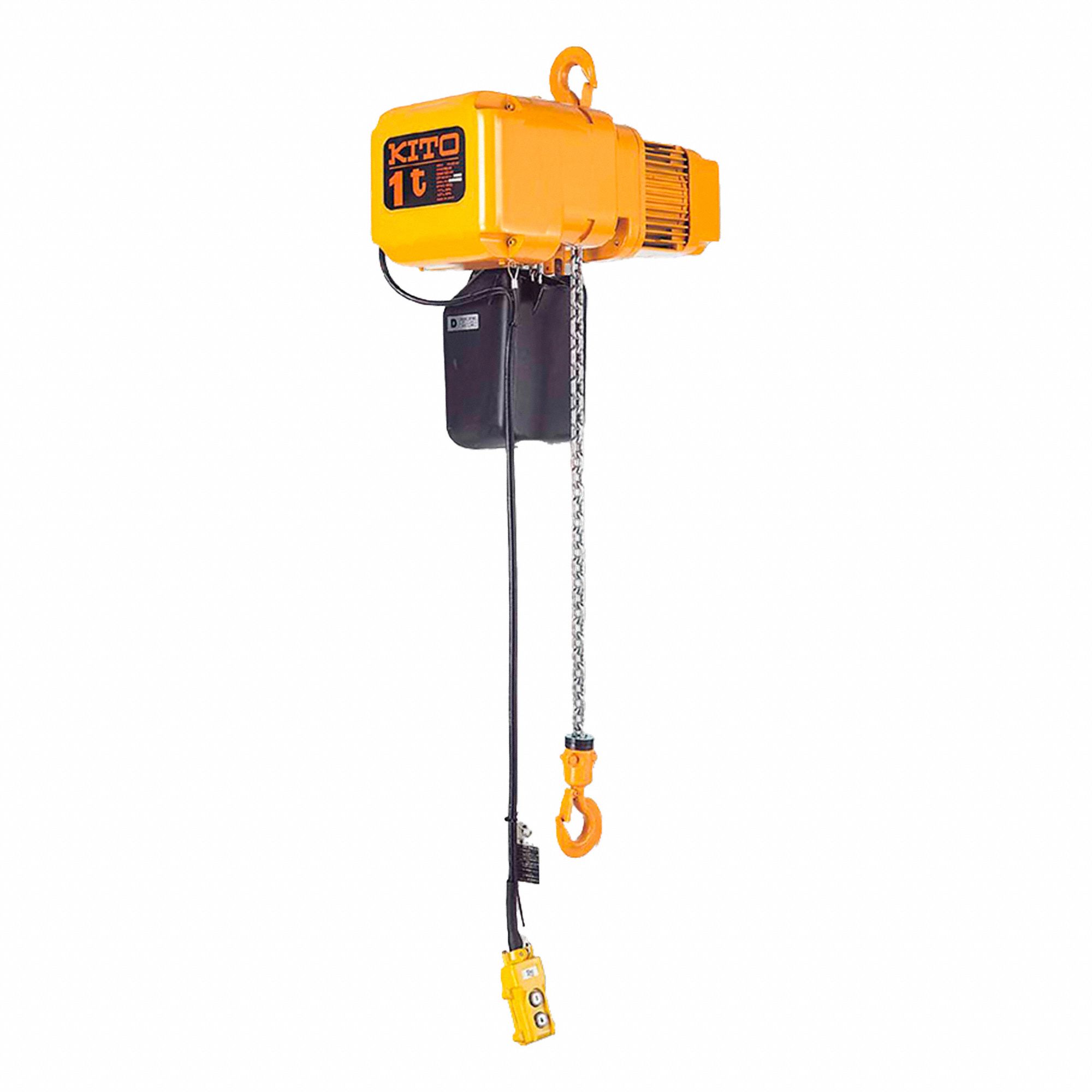 HOIST LIFT, 3 TON CAPACITY, 20 FT LIFT, 110/115/230V, 3.5 FPM, YLW, 26 7/8 X 22 9/16 X 11 5/16 IN