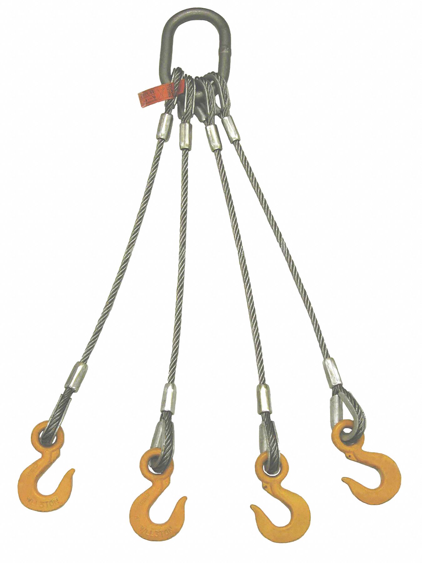 WIRE ROPE SLING, EYE AND EYE, 4 LEG BRIDLE, 4 X 5/8 IN, 7800 LBS, 5800 LBS,  15600 LBS, STEEL