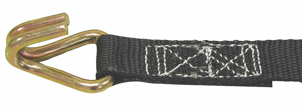 CARGO STRAP, RATCHET, U-HOOK, BREAK 2100 LB, BLACK, 20 FT X 1 IN, POLYESTER