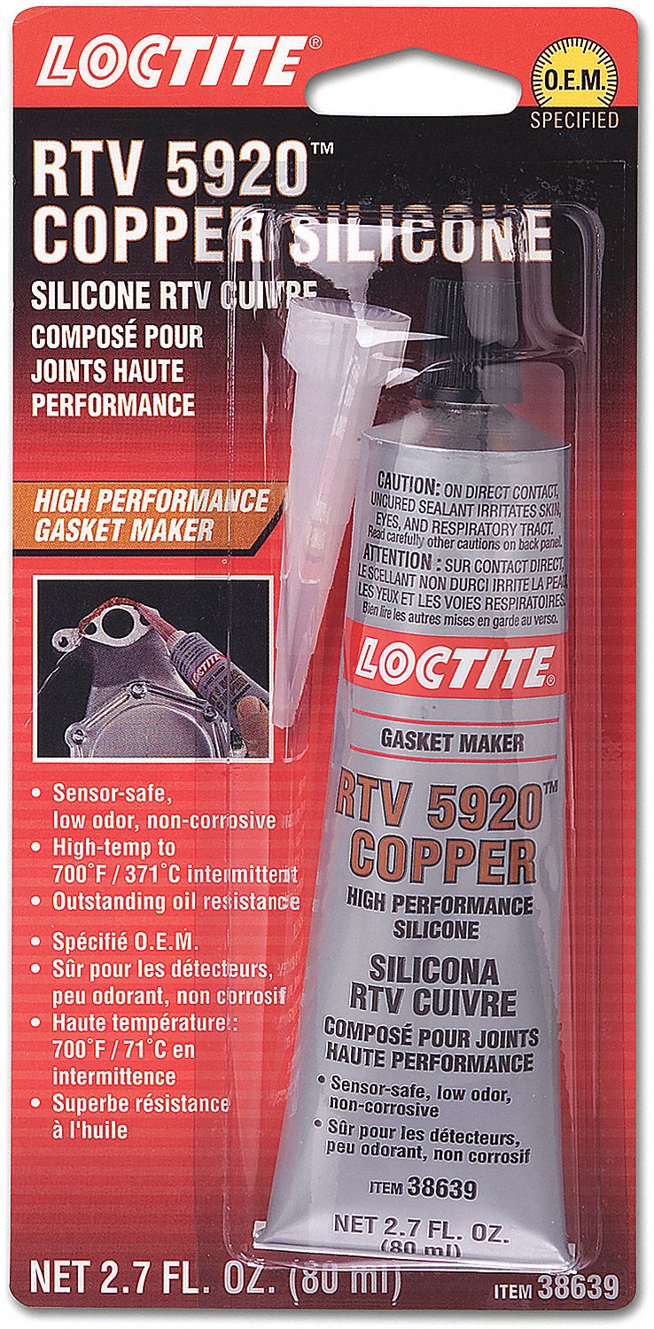 GASKET MAKER, RTV, PASTE, TEMP RANGE -54 TO 371 ° C, CURE 24 HR, COPPER, 80 ML, SILICONE