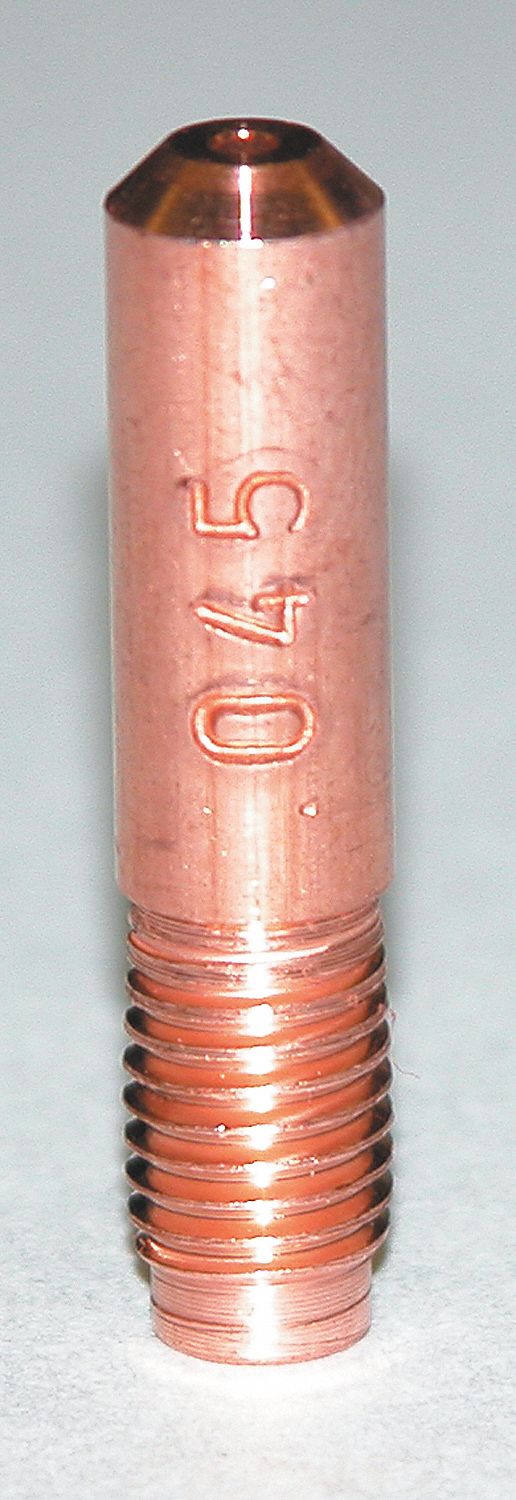 CONTACT TIP, MILLER, THREADED, SZ 0.030 IN, TIP INSIDE DIA 0.038 IN, COPPER