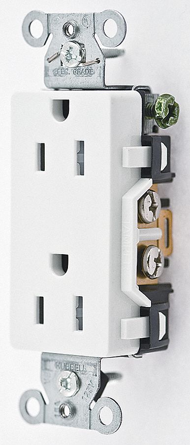 RECEPTACLE, TAMPER RESISTANT, HOSP GR DEC 15 AMP, WHITE