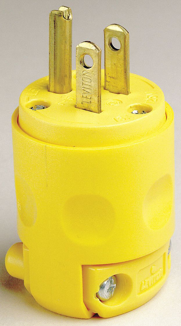 FICHE MALE 125V JAUNE