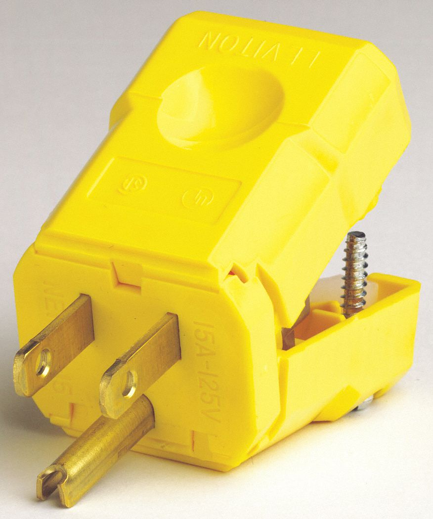 FICHE NYLON JAUNE 125V 15AMP