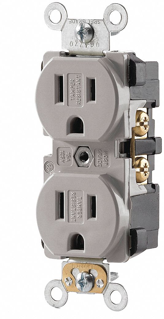 RECEPTACLE TR DUP 15A GRAY