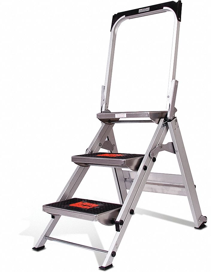 LITTLE GIANT SAFETY STEP LADDER W BAR, FOLDABLE, STEP, 300 LB CAPACITY,  BLACK/GREY, FT IN H, ALUMINUM Step Stools LGL10210BA303  10210BA303 Grainger, Canada