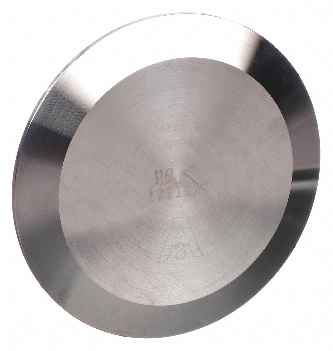 Sanitary Fitting Cap: 2 1/2 in OD Size, Clamp, Stainless Steel