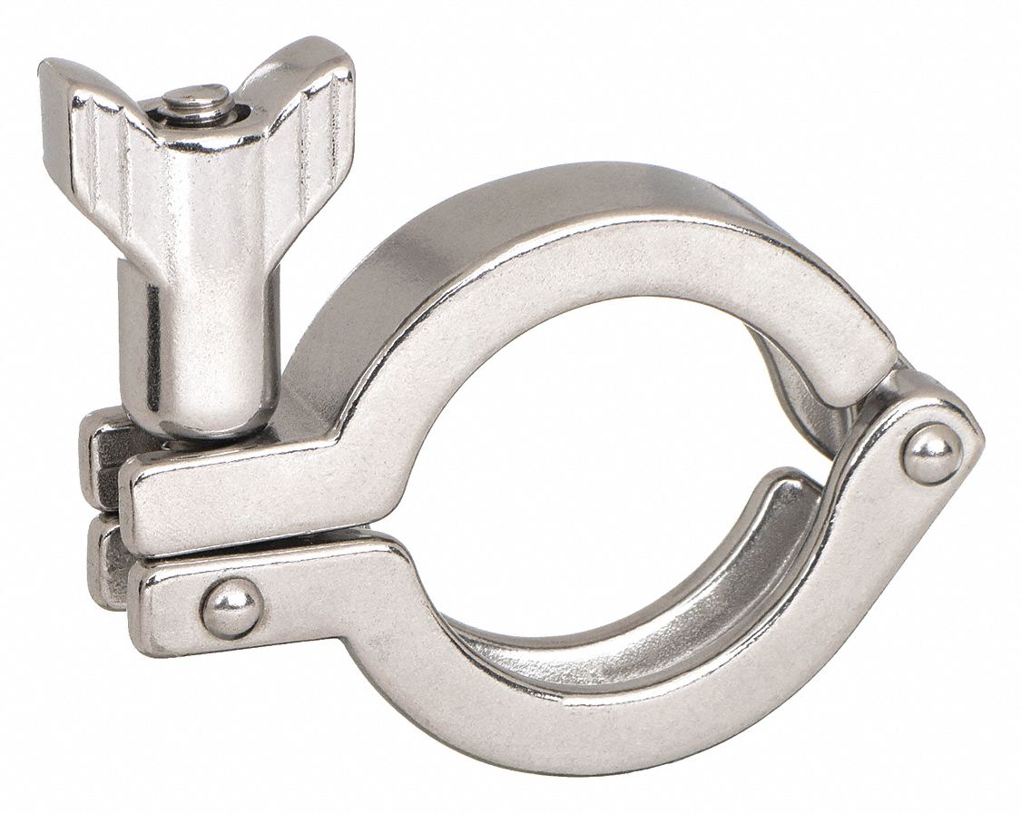 HEAVY DUTY CLAMP: 304 STAINLESS STEEL, 3 IN COMPATIBLE TUBE SIZE, WING NUT