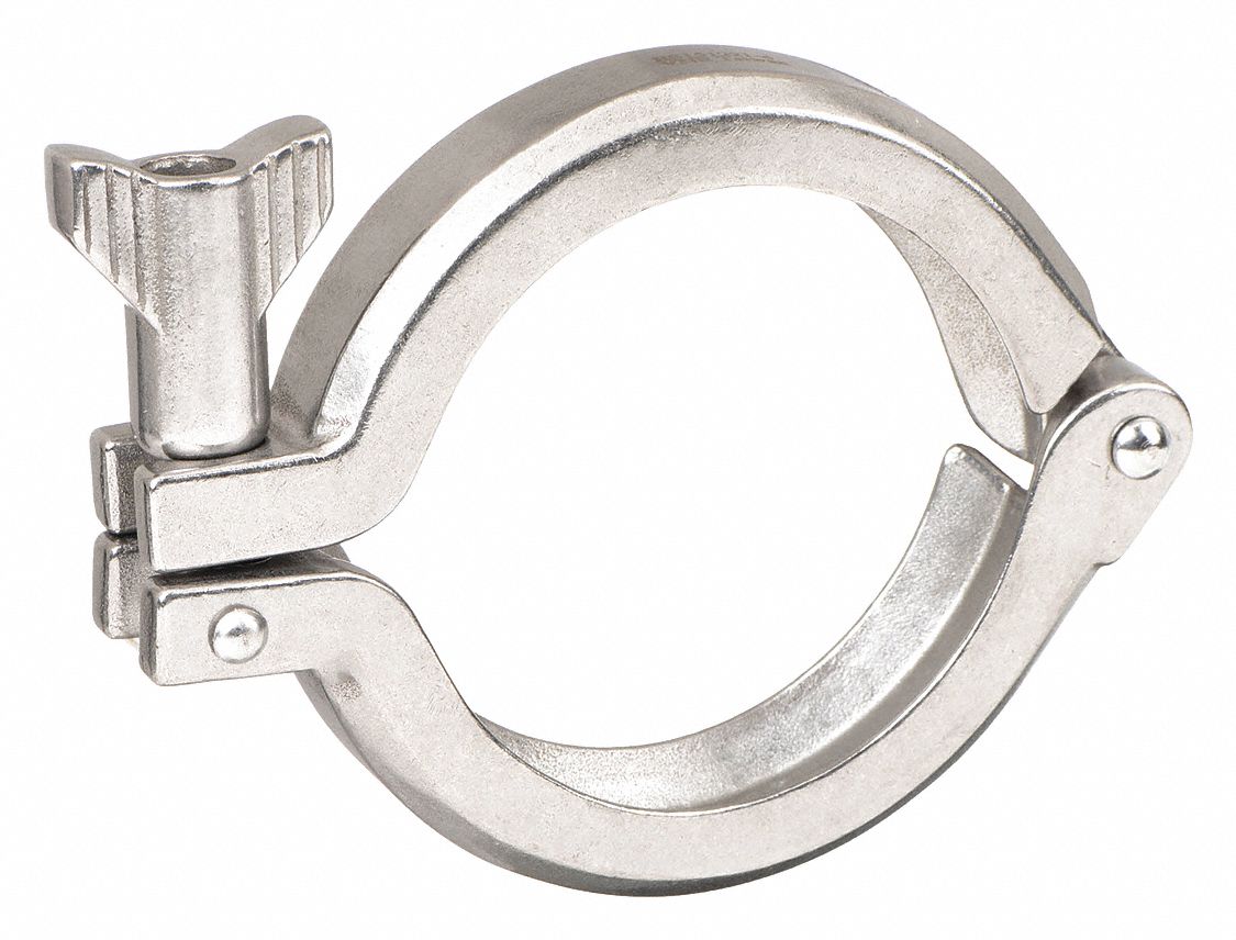 E-LINE CLAMP: 304 STAINLESS STEEL, 2½ IN COMPATIBLE TUBE SIZE, WING NUT