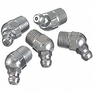 GREASE FITTINGS, 45 °  ANGLE, 1/4"-28 SAE-LT THREAD, CARD OF 10