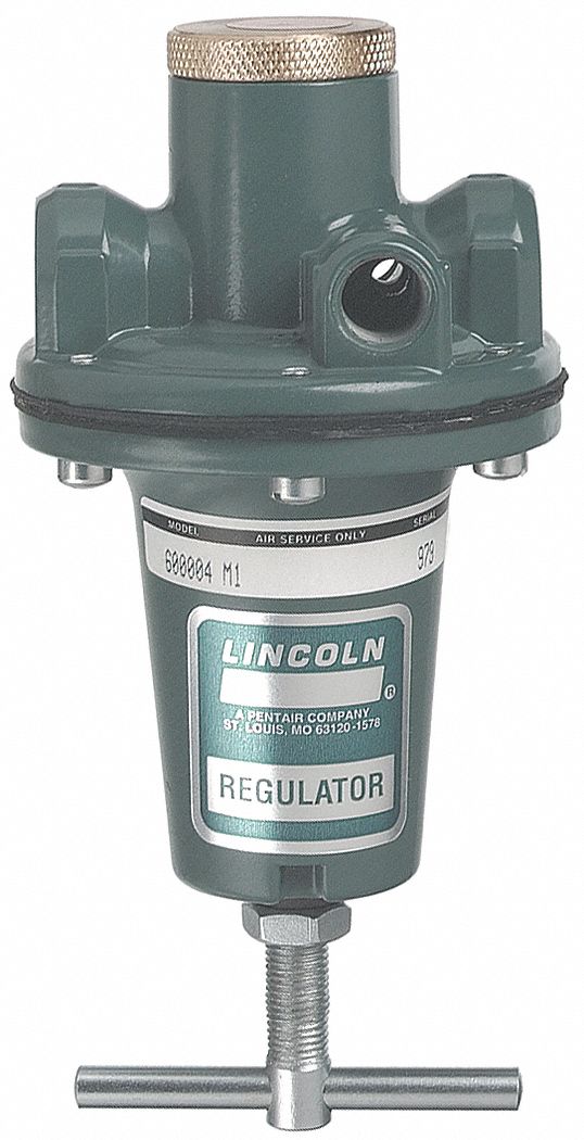 AIR REGULATOR, 300 PSI, 40 TO 120 ° F, 1/4 IN NPTF, PIPE 1/2 IN, 7 IN, DIE-CAST ZINC