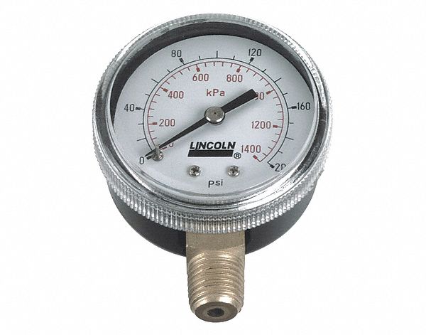 AIR PRESSURE GAUGE, BOTTOM MOUNT, 0-200 PSI, -20 ° F TO 120 ° F, BLACK, 1/4 IN NPT