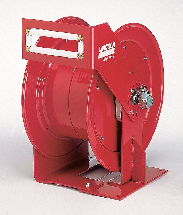 LINCOLN HOSE REEL, 75 FT CAPACITY, 5000 PSI, 1/2 IN SWIVEL INLET SIZE -  Spring Return Hose Reels with Hose - LNC84275