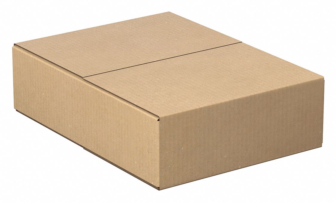 SHIPPING BOX, 12 IN INSIDE L, 9 IN INSIDE W, 3 IN INSIDE H, 32 ECT, FLAT, SINGLE WALL