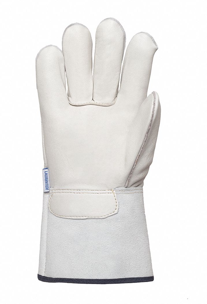 SAFETY GLOVES, WING THUMB, GAUNTLET CUFF, SIZE LARGE, COWHIDE, PAIR