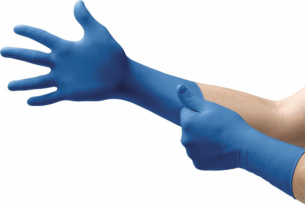 ULTRA SENSE EC DISPOSABLE EXAM GLOVES, 11 1/2 IN L/3.5 MIL THICK, SZ 7/S, BL, NITRILE