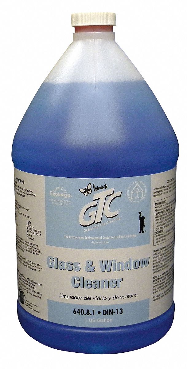 GREENING THE CLEANING Glass Cleaner, 1 gal Cleaner Container Size, Hard