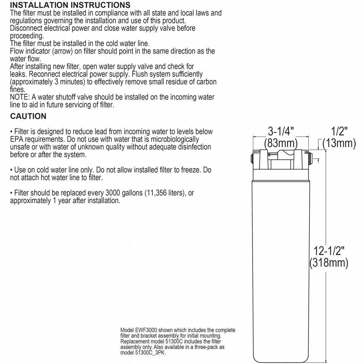 ELKAY Replacement Filter Cartridge 51300C 11U26551300C Grainger