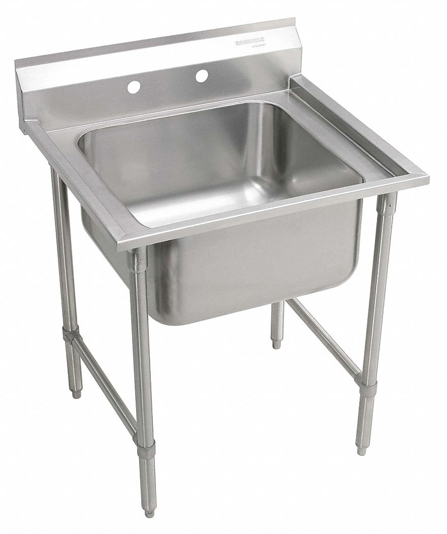 Scullery Sink: Elkay, 36 in Work Surface Ht, 42 1/4 in Overall Ht, 27 in  Overall Lg, 2 Faucet Holes