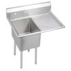 Freestanding, One-Bowl Kitchen & Bar Sinks Without Faucets, With Drainboards on Right
