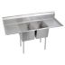 Freestanding, Two-Bowl Kitchen & Bar Sinks Without Faucets, With Drainboards on Left and Right