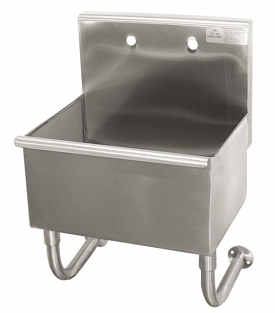 UTILITY SINK: 8 IN, ADVANCE TABCO, SS, SILVER, 22 IN X 16 IN BOWL SIZE, 12 IN BOWL DP