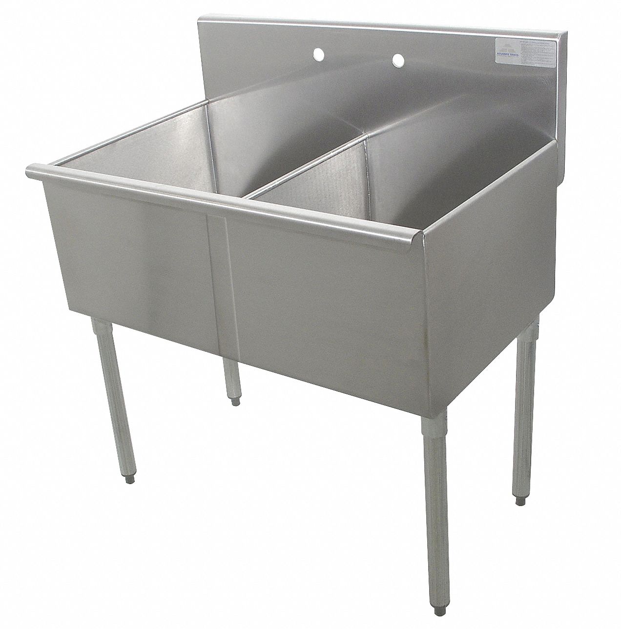 SCULLERY SINK: ADVANCE TABCO, STAINLESS STEEL, 41 IN H, 48 IN L, 13 IN BOWL DP