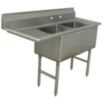 Freestanding, Two-Bowl Kitchen & Bar Sinks Without Faucets, With Drainboards on Left