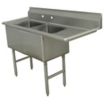 Freestanding, Two-Bowl Kitchen & Bar Sinks Without Faucets, With Drainboards on Right