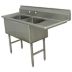 Freestanding, Two-Bowl Kitchen & Bar Sinks Without Faucets, With Drainboards on Right