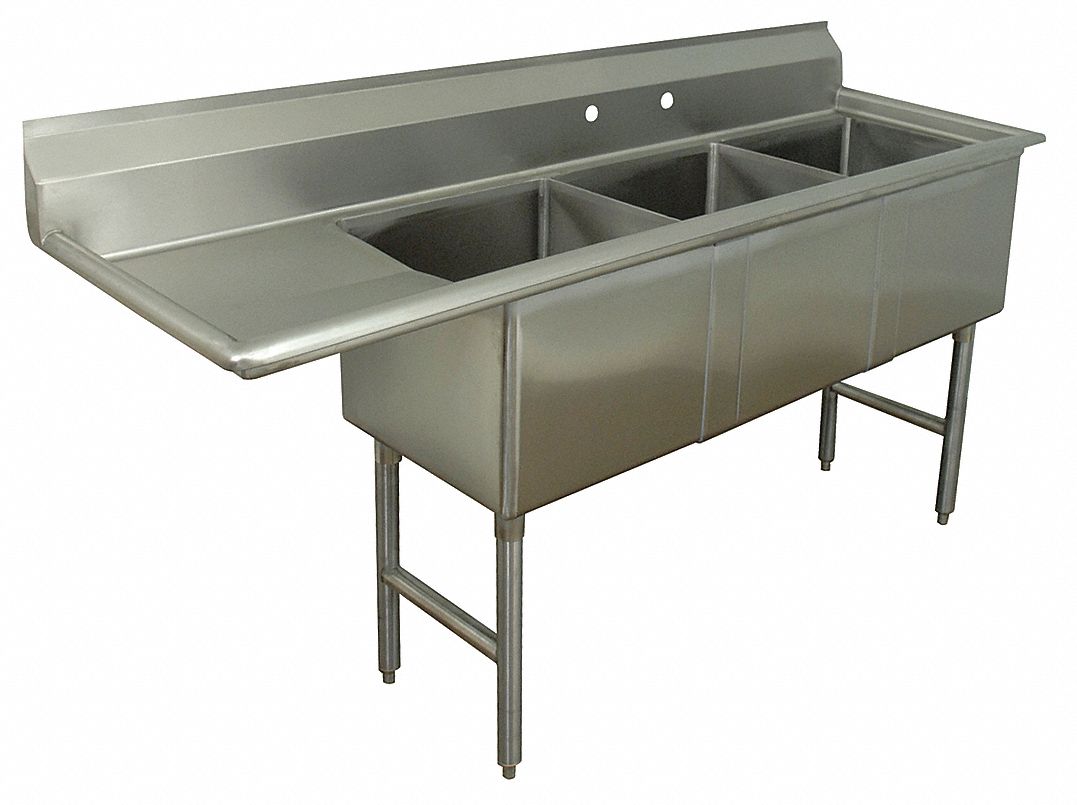 Advance Tabco, 37 in Work Surface Ht, Scullery Sink - 11U377|FC-3-1818 ...