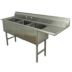 Freestanding, Three-Bowl Kitchen & Bar Sinks Without Faucets, With Drainboards on Right