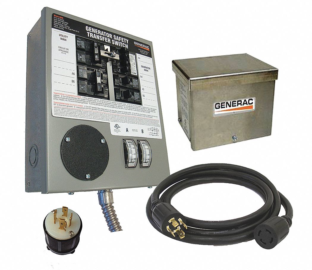 GENERAC Manual Transfer Switch, 30A, 120/240V - 11U454|6408 - Grainger