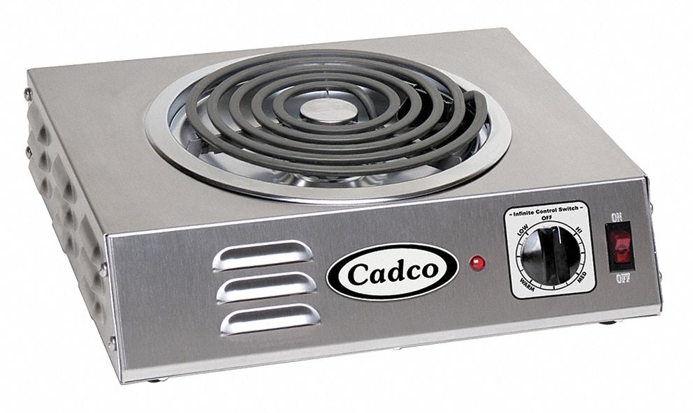 CADCO Hot Plate: 1,500 W, 5,118 BtuH, Tubular, 1 Elements, 8 in