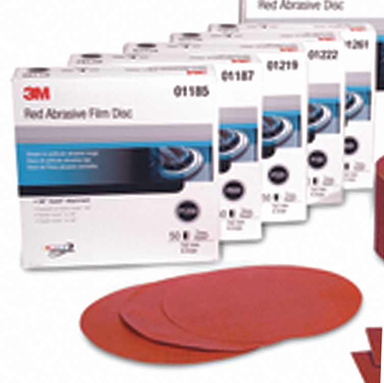 HOOK-AND-LOOP ABRASIVE PAPER DISC, NON-VACUUM, BACK WEIGHT A, 400 GRIT, RED, 6 IN, AL OXIDE, BX 50