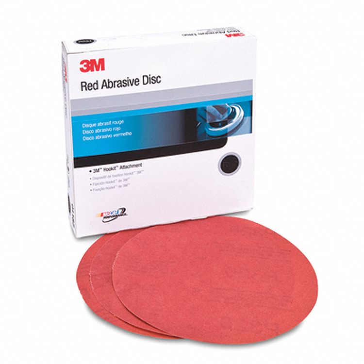 HOOK-AND-LOOP ABRASIVE PAPER DISC, NON-VACUUM, BACK WEIGHT A, 150 GRIT, RED, 6 IN, AL OXIDE, BX 50