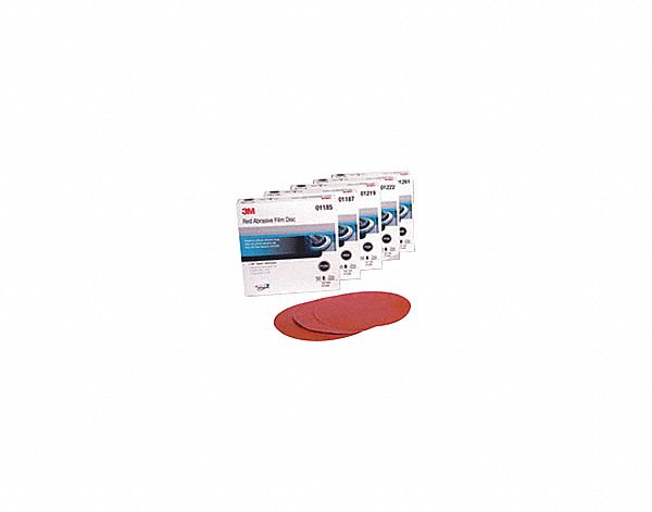 PSA ABRASIVE PAPER DISC, NON-VACUUM, BACK WEIGHT A, 400 GRIT, RED, 5 IN, AL OXIDE, RL 100