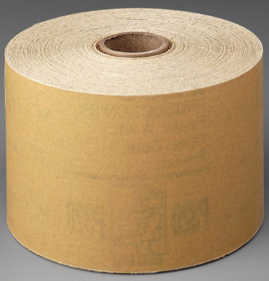 ABRASIVE SHEET ROLL, PSA, 120 GRIT, NON VACUUM, GOLD, 2 3/4 IN X 30 YD, ALUMINUM OXIDE, CASE 10