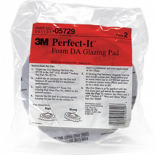 DA GLAZING/POLISHING PAD, CONVOLUTED, 6 IN, FOAM, BG 2