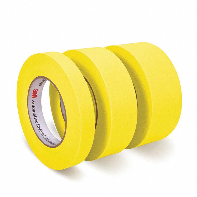 REFINISH MASKING TAPE, SOLVENT-FREE, YELLOW, 18MM W X 55 M L, CREPE PAPER