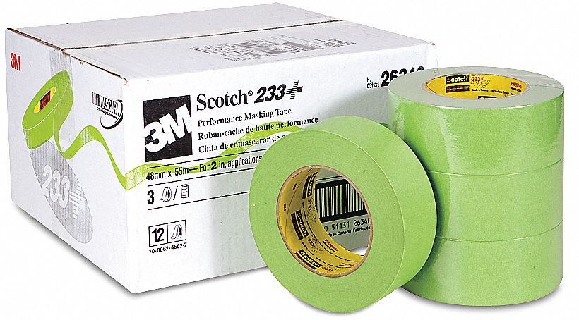 MASKING TAPE, 233 PLUS, AUTOMOTIVE, MULTISTAGE, CONFORMABLE, GREEN, 55 M X 48 MM, PAPER