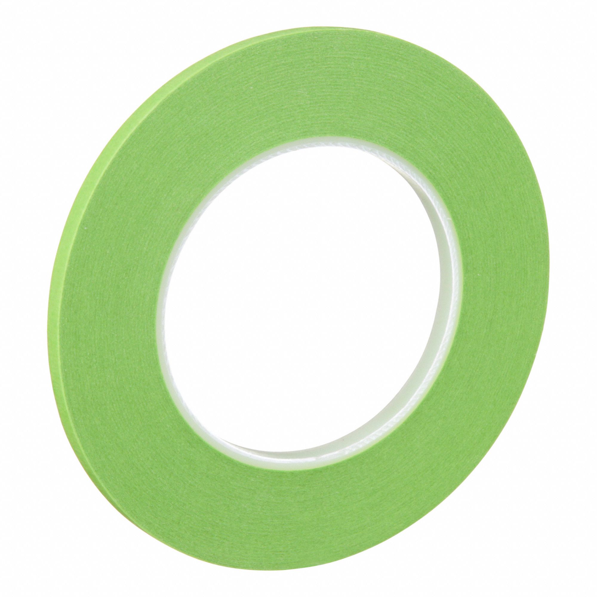 MASKING TAPE, GREEN, 60 YD L, ¼ IN W, RUBBER ADHESIVE, CREPE PAPER, WATER-RESISTANT, 96 PK