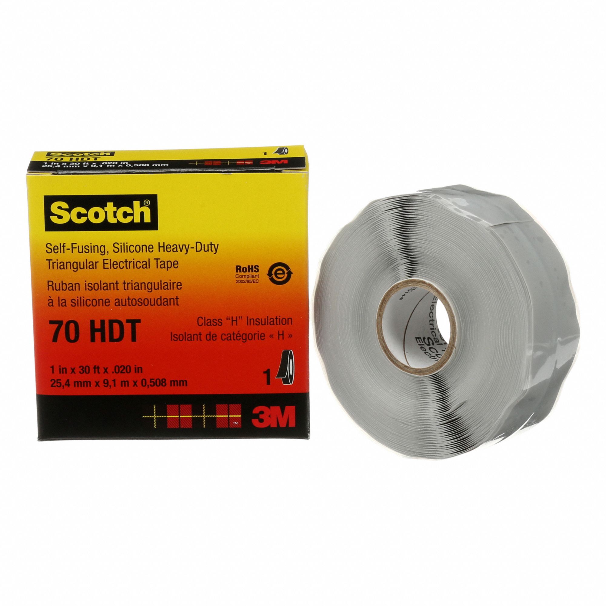 RUBAN EN CAOUT,AUTO-FUSION,RÉST ARC/FLASH,GRIS,9 1/10 MX 25 4/10 MM X 20 MM,SILICONE