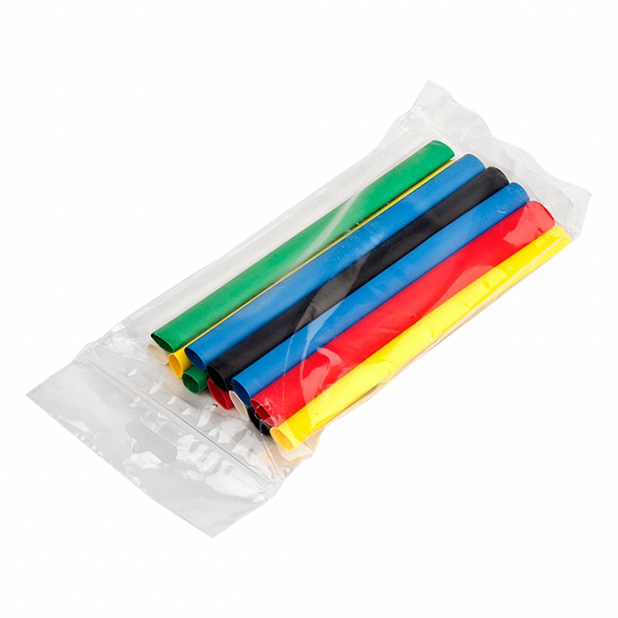 FP-301 HEAT SHRINK TUBING, THIN, FLEX, COLD FLOW, ASSORT CL, 3/8 IN X 6 IN L, POLYOLEFIN, BG 14